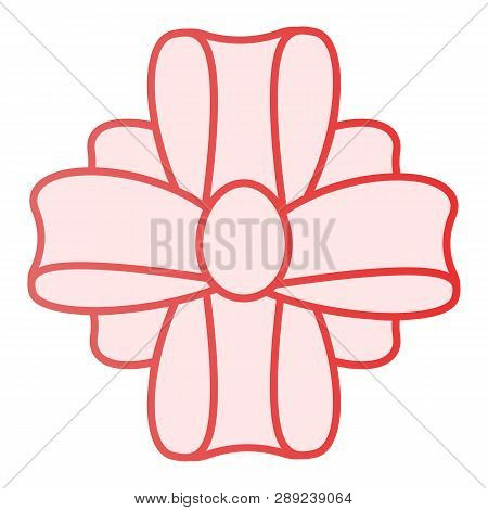 Bow On A Peresent Flat Icon. Gift Decor Pink Icons In Trendy Flat Style. Ribbon Knot Gradient Style 