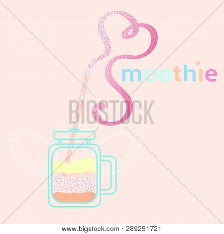 Healty Tasty Delicious Fruit Smoothie In Mason Jar