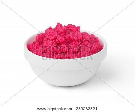 Horseradish Sauce In A Bowl  On A White Background Isolation