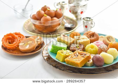 Mix Sweet Mithai,  A Blend Of Colorful Confectionery Dessert For Sweet Moments.