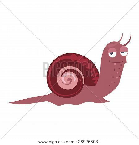 Bizarre Purple Snail Flat Icon. Book Character, Underwater World, Slug. Mollusk Concept. Vector Illu