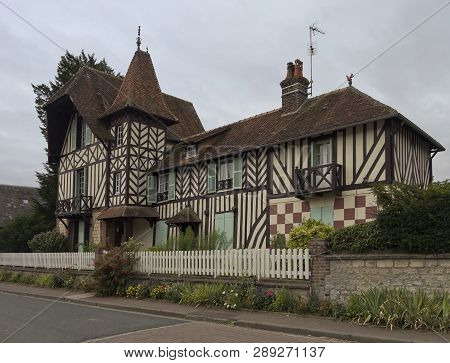Traditional Half-timbered Village House In Beuvron En Auge