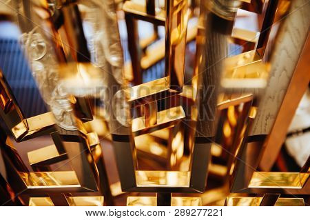Abstract Gold Melal Texture Desfocused For Background