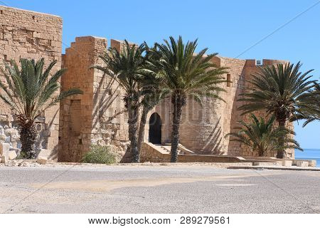 Djerba Island. Tunisia. Northern Africa - 06.08.2017: Medieval Fortress Bordj El Kebir (fort Ghazi M
