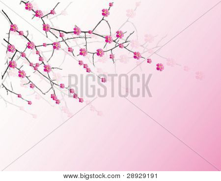 Vektor-Illustration der Kirsche Zweige in voller Blüte