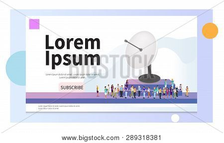 Internet Connection Vector Concept. Isometric People Characters. Isometric Vector Satellite Antenna 
