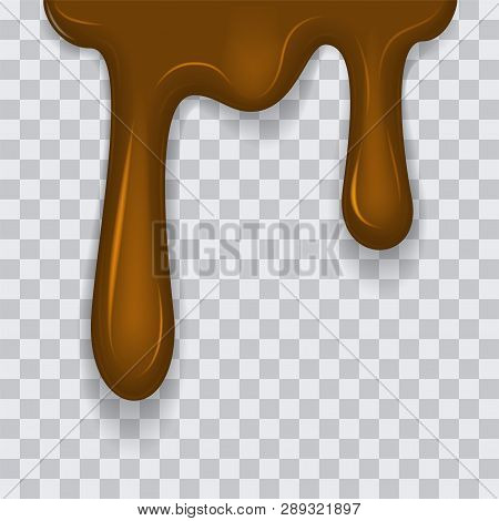 Dripping Melted Chocolates Isoalted. Realistic 3d Rector Illustration Of Liquid Chocolate Cream Or S