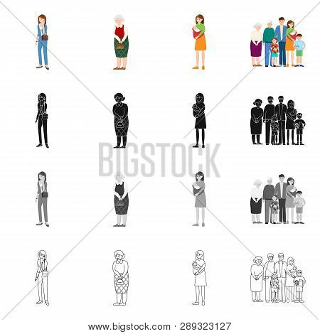 Vector Illustration Of Character And Avatar  Logo. Collection Of Character And Portrait Vector Icon 
