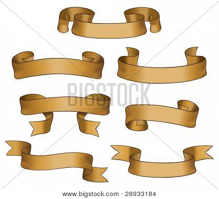 Gold Banner set - Editable vector illustration of banners and scrolls