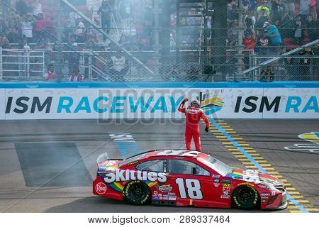 March 10, 2019 - Avondale, Arizona, USA: Kyle Busch (18) wins the Ticket Guardian 500 at ISM Raceway in Avondale, Arizona.