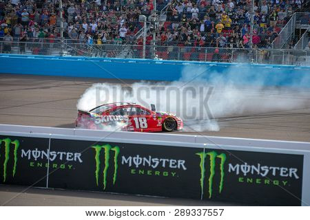 March 10, 2019 - Avondale, Arizona, USA: Kyle Busch (18) wins the Ticket Guardian 500 at ISM Raceway in Avondale, Arizona.