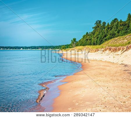 Sandy Beach At Whitefish Dunes State Park On Lake Michigan