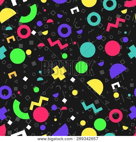 Vector Abstract Geometry Seamless Pattern 90s Vibe