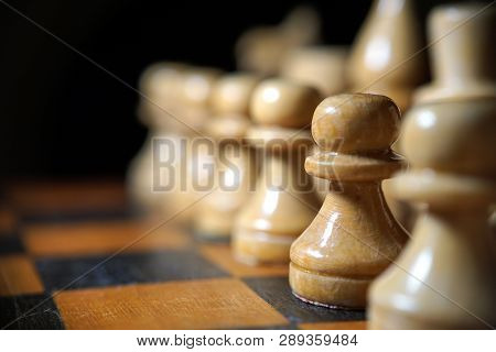 Chess Figures Macro Photo In The Dark
