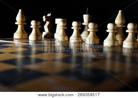 Chess Figures Macro Photo In The Dark