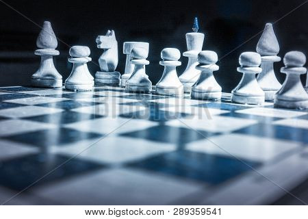 Chess Figures Macro Photo In The Dark