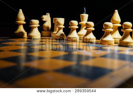 Chess Figures Macro Photo In The Dark