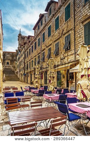 Dubrovnik, Croatia On March 04, 2018 Alley In The Old Town
