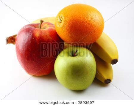 Manzanas, plátanos y naranja