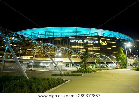 Perth, Australia - March 3, 2019: The Optus Stadium In Perth Opened In January 2018 With A Capacity 