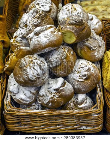 Armenian Dessert In Small Wicker Basket ,aparan, Armenia.