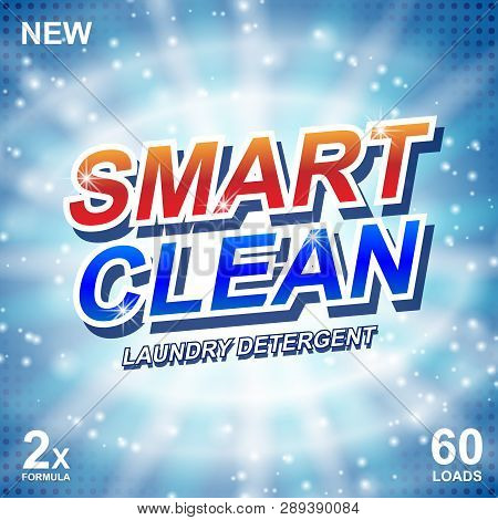 Smart Clean Soap Banner Ads Design. Laundry Detergent Fresh Clean Template. Washing Powder Or Liquid