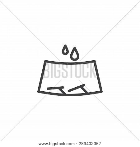 Windscreen Wipers And Rain Drops Line Icon. Linear Style Sign For Mobile Concept And Web Design. Car