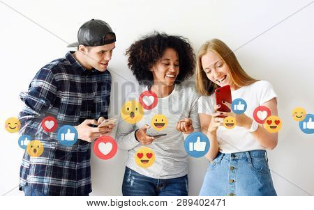Diverse friends watching a livestream