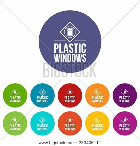 Plastic Window Icons Color Set Vector For Any Web Design On White Background