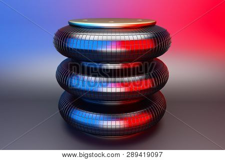 3d Rendering. Trucks Air Spring, New Auto Parts, Spare Parts For Heavy Duty. Spare Parts For Shop, A