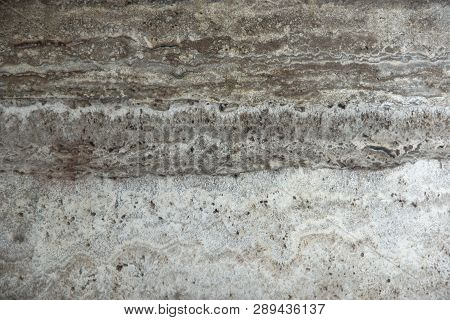 Natural Stone Travertine Gray-beige With Parallel Stripes Is Called Travertino Titanium