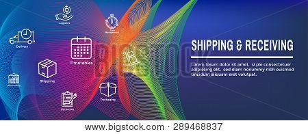 Shipping And Receiving Icon Set W Boxes, Warehouse, Checklist, Etc