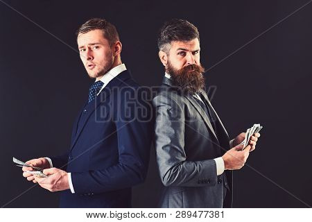 Money Doesnt Grow On Trees. Business Partners Have Business Meeting. Successful Businessmen With Cas