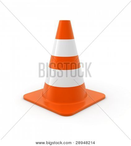 Verkehrshütchen auf weißem Hintergrund. Computer generierte Bild.