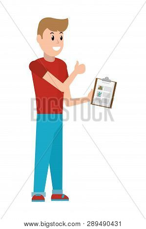 Young Man With Checklist Vector Illustration Graphic Design