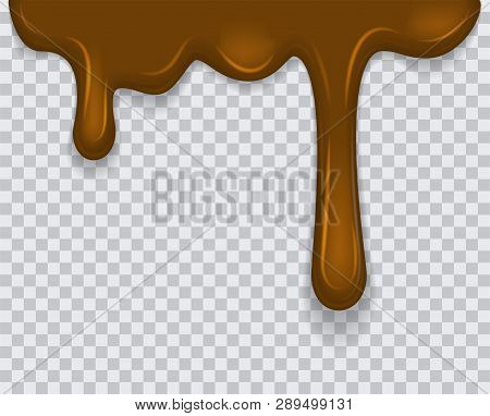 Dripping Melted Chocolates Isoalted. Realistic 3d Rector Illustration Of Liquid Chocolate Cream Or S