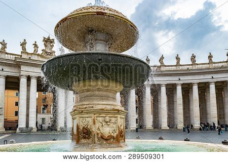 Rome, Italy - November 4, 2018: The Bernini Fountain, Built By Gian Lorenzo Bernini, A Famous Work O