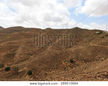 Mountainous Part Of The Sahara Desert Surrounding The City Of Matmata, Tunisia.