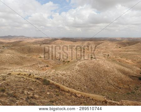 Mountainous Part Of The Sahara Desert Surrounding The City Of Matmata, Tunisia.