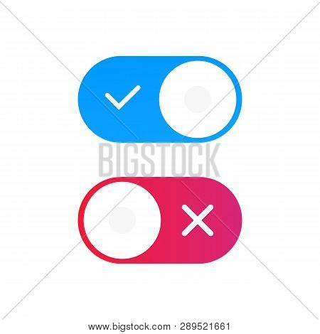 On Off Red And Blue Vector Switcher. Vector Illustration