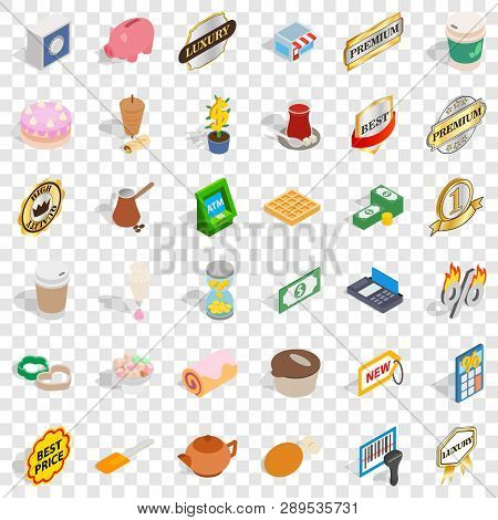 Hot Drink Icons Set. Isometric Style Of 36 Hot Drink Vector Icons For Web For Any Design