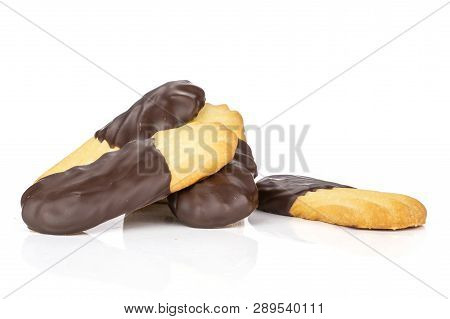 Group Of Four Whole Lazy Cookie With Chocolate Stack Isolated On White Background