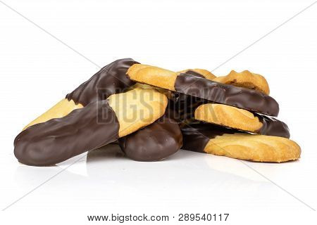 Lot Of Whole Lazy Cookie With Chocolate Heap Isolated On White Background