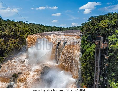 The Saltos Del Monday Near The City Of Ciudad Del Este In Paraguay