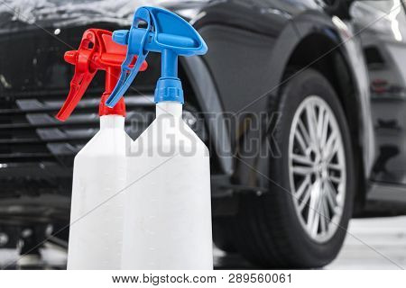 Cars In A Carwash. Car Wash With Foam In Car Wash Station. Carwash. Washing Machine At The Station. 