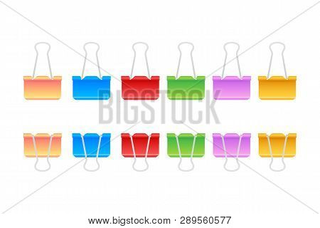 Vector Binder Clip Isolated On White Background. Vector Stock Illustration.