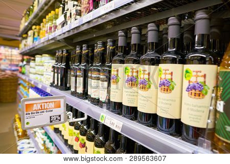 ZURICH, SWITZERLAND - CIRCA OCTOBER, 2018: interior shot of Migros supermarket in Zurich International Airport. Migros is Switzerland's largest retail company.