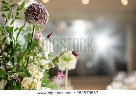 Floral Decoration For Wedding Ceremony Romance Dining. Wedding Banquet , Festive Decor. Bouquet From