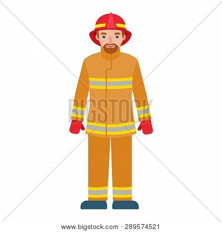 Fire Fighter Man Icon. Flat Illustration Of Fire Fighter Man Vector Icon For Web Design