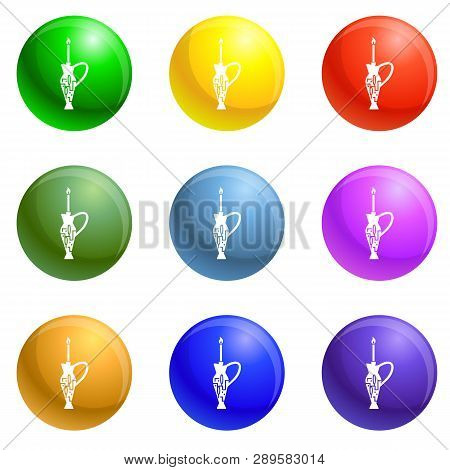Candle Stick And Jug Jewish Icons Vector 9 Color Set Isolated On White Background For Any Web Design